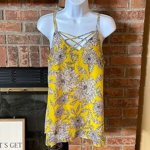 Japna Yellow Floral Strappy Tank Top